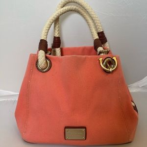 Michael Kors Salmon/Brown Canvas Marina Anchor Grab Tote
